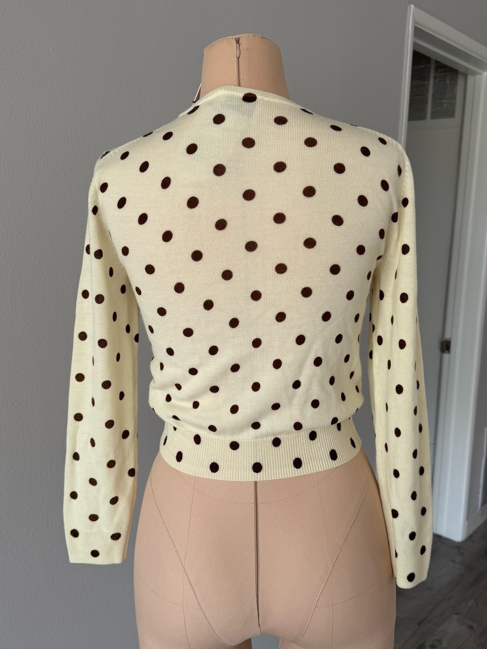 Reformation Cream Polka Dot Cardigan Sweater - Picture 3 of 4
